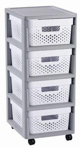 Curver Infinity Dots 4x11L fiókos polc, fehér-szürke
