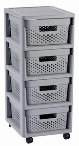 Curver Infinity Dots 4x11L fiókos polc, világos szürke