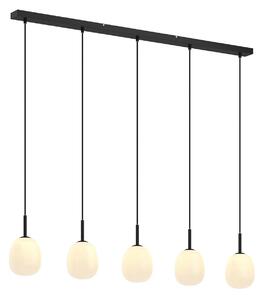 Függőlámpa Lindby, Etiena, dimmable, Fekete, Konyha, Üveg, Modern