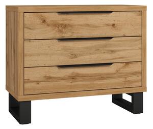 Komód Avicavu 124, Laminált forgácslap, 83x99x45cm, Fekete, Wotan tölgy
