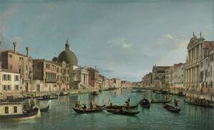 (1697-1768) Canaletto - Festmény reprodukció The Grand Canal in Venice with San Simeone Piccolo and the Scalzi church, (40 x 24.6 cm)