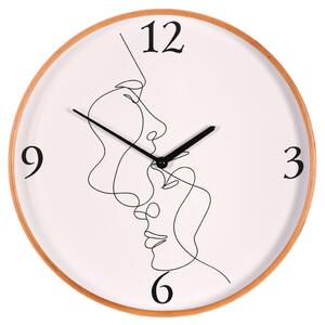 Falióra – 40 cm átmérő, MDF és fa keret, arc mintával