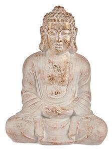 Ibergarden Dekoratív Kerti Figura Buddha Fehér Aranysárga Polyresin (25 x 57 x 42,5 cm)