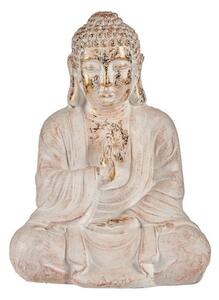 Ibergarden Dekoratív Kerti Figura Buddha Fehér Aranysárga Polyresin (23,5 x 49 x 36 cm)