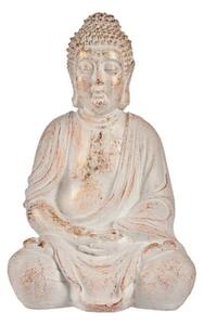 Ibergarden Dekoratív Kerti Figura Buddha Fehér Aranysárga Polyresin (24,5 x 50 x 31,8 cm)