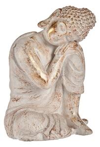 Ibergarden Dekoratív Kerti Figura Buddha Fehér Aranysárga Polyresin (28,5 x 43,5 x 37 cm)