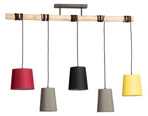 Függőlámpa Lindby, Amilia, dimmable, Fa, Étkező, Szövet / Textília, Fiatalos életstílus