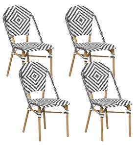 Négydarabos székszett RIFREDDO PE Rattan Fekete/fehér