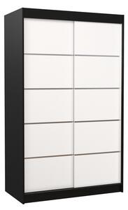 BENISSO tolóajtós szekrény, 120x200x58, fekete/fehér