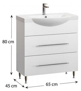 Luna S30 fürdőszobai szett 65 cm-es Fidelia alsószekrénnyel, mosdóval, Haro L5 Tükrös polccal