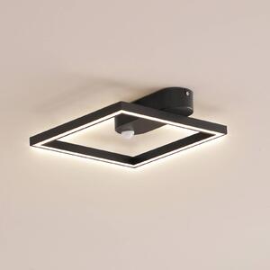 Lindby LED mennyezeti lámpa Yulla, 34 cm, fekete, szenzoros, szenzoros