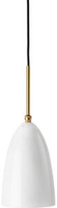 Gräshoppa Függőlámpa Glossy Alabaster White/Brass