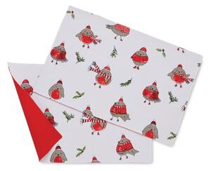 Karácsonyi mintás textil tányéralátét szett 2 db-os 30x46 cm Christmas Robins – Catherine Lansfield
