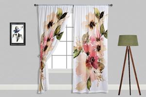 Fehér-rózsaszín függöny szett 2 db-os 140x240 cm Pastel Flowers – Oyo home