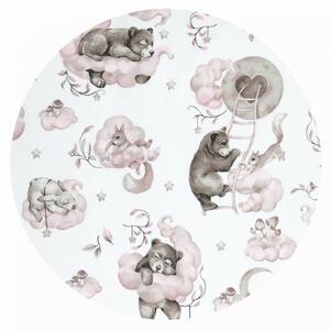 Baby Shop ágynemű huzat 90*120cm - Felhőn alvó állatok rózsaszín