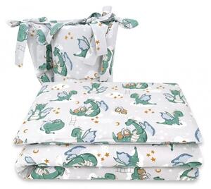 Baby Shop 3 részes ágynemű garnitúra - szürke/zöld sárkány