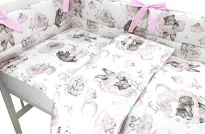 Baby Shop 4 részes babaágynemű - Felhőn alvó állatok rózsaszín