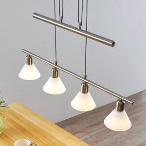Lindby függőlámpa Delira, 4-lámpás nikkel, állítható magasságú, dimmelhető, Alu / szürke / cink, Nappali / Étkező, fém, Modern