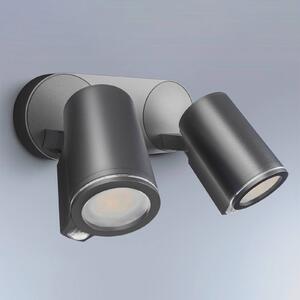 STEINEL Smart Sensor kültéri spotlámpa One SC, 2 izzós, antracit, IP44, Fekete, Alumínium, Modern