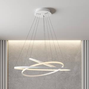 Lucande LED függő világítás Ezana, fehér, fém, Ø 80 cm, dimmelhető, Fehér / opál, Nappali / Étkező, fém, Modern