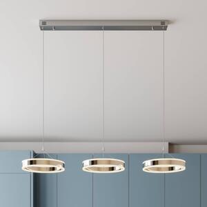 Lucande LED-es Lyani függőlámpa, 115cm, 3 lámpás, króm, dimmelhető, dimmelhető, Króm / ezüst, Nappali / Étkező, fém, Modern