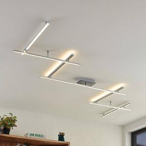 Lindby LED mennyezeti lámpa Kerem, 345 cm, nikkel színű, fém, dimmelhető, Alu / szürke / cink, Nappali / Étkező, fém, Modern