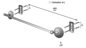 BISK Erga Deco, 1 karú törölközőtartó 460 mm, antik sárgaréz, ERG-00410