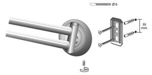 BISK Erga Deco, 2 karos törölközőtartó, antik sárgaréz, ERG-00402