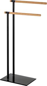 BISK Erga Plain, szabadon álló 2 karú törölközőtartó 410x200x775 mm, fekete-barna, ERG-07617