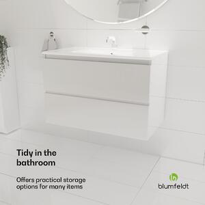 Blumfeldt Johnstone, mosdó és fürdőszoba szekrény, 80 cm, kerámia mosdó, Soft-Close záródású