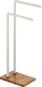 BISK Erga Pure, szabadon álló 2 karos törölközőtartó 385x200x780 mm, fehér-barna, ERG-07620