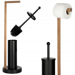 Erga Aurora Fekete, WC kefe fa WC papír tartóval 19x19x72,5 cm, barna-fekete, ERG-SEP-1004SEPSTLUNA
