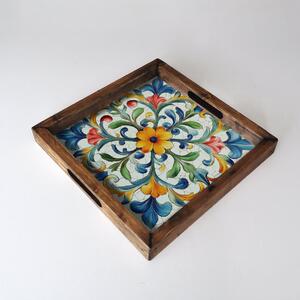 Tömör fa tálca 35 × 35 × 4 cm