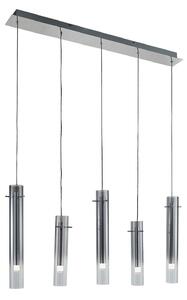 Függőlámpa Lucande, Korvitha, dimmable, Szürke, Konyha, Üveg, Modern