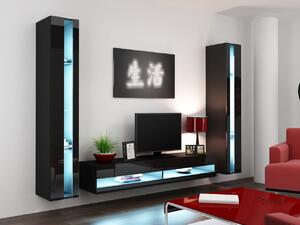 BUTORLINE Nappali bútor VIGO NEW 3D fekete / fekete fényes