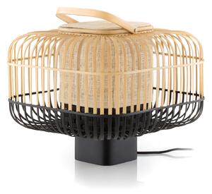 Asztali lámpa Forestier, Bamboo Square S, Fekete, Nappali, Bambusz, Dizájn