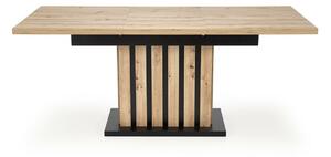 Asztal Houston 1398, Artisan tölgy, Fekete, 76x80x130cm, Hosszabbíthatóság, Laminált forgácslap