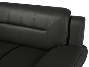 Elegáns kétszemélyes műbőr kanapé fekete színben LEIRA