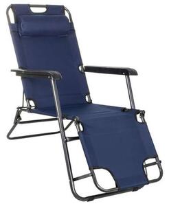 Összecsukható nyugágy, napozóágy, szék fejtámlával - Kék