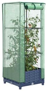 Rattan megjelenésű magaságyás melegháztakaróval 40x40x123 cm