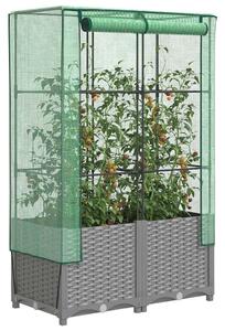 Rattan megjelenésű magaságyás melegháztakaróval 80x40x138 cm