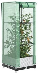 Rattan megjelenésű magaságyás melegháztakaróval 40x40x123 cm