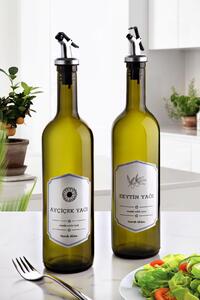2 részes borostyánszínű üveg olajadagoló készlet 750 ml