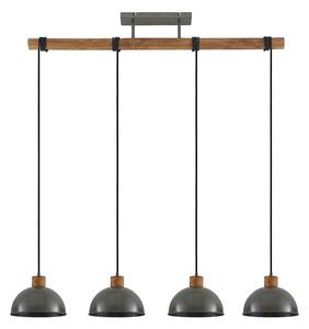 Függőlámpa Lindby, Durbis, dimmable, Szürke, Konyha, Fa, Vintage