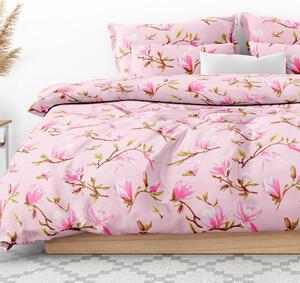 Goldea pamut ágyneműhuzat - rózsaszín mangólák 140 x 200 és 70 x 90 cm
