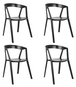 King Home Vibia Szék Polipropilén Fekete Egymásba Rakható 4 db-os Szett
