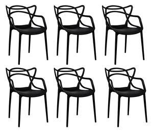 Modesto Design HILO Szék Szett Polipropilén Fekete 6 Darabos
