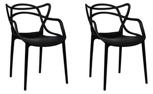 Modesto Design HILO Szék Készlet Polipropilén Fekete Minimalistás (2 db)