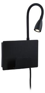 Fali Lámpa Paulmann, Halina USB, Fekete, Hálószoba, Fém, Modern