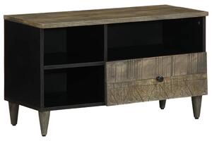Fekete tömör mangófa TV-szekrény 80 x 33 x 46 cm